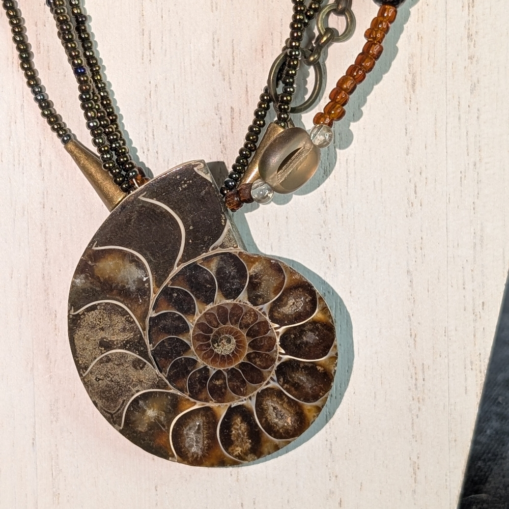Gorgeous ammonite fossil chunky necklace. In excellent condition